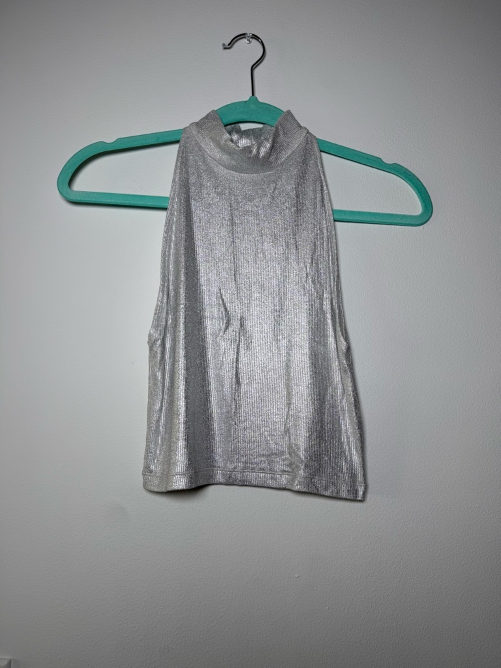 Zara Silver Metallic High Neck Camisole